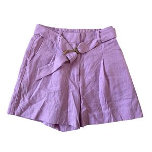 House of Harlow 1960 Linen Blend Lilac Belted Shorts